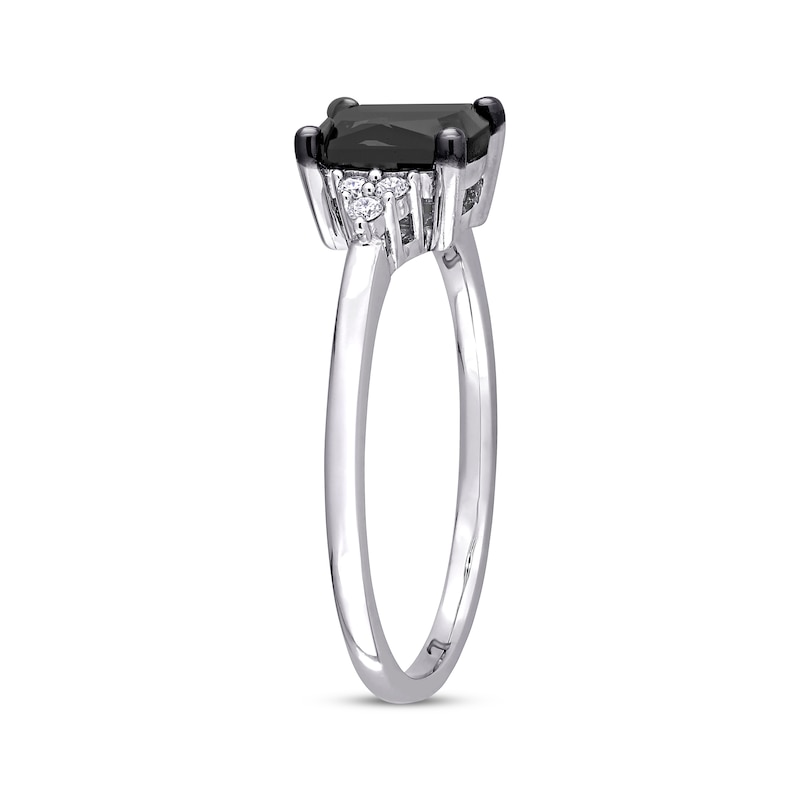 Black & White Diamond Engagement Ring 1-1/2 ct tw Princess & Round-cut White Gold Plated