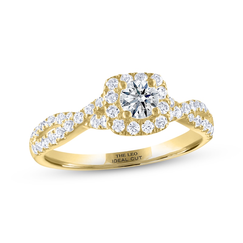 THE LEO Ideal Cut Diamond Engagement Ring 3/4 ct tw Yellow Gold Plated