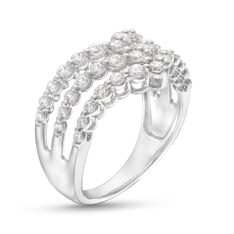 Lab-Created Diamonds by Three Row Chevron Ring 1 ct tw White Gold Plated