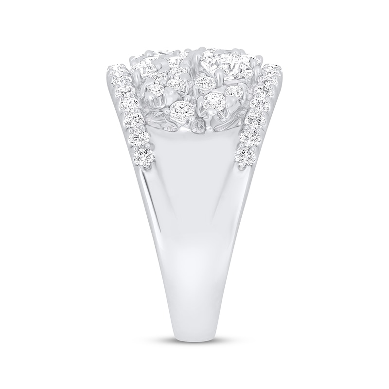 Diamond Cluster Ring 1-1/2 ct tw Emerald, Oval, Princess & Round-cut White Gold Plated