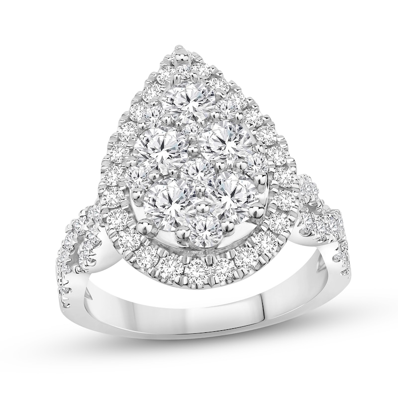 Multi-Diamond Engagement Ring 2 ct tw Round-cut White Gold Plated