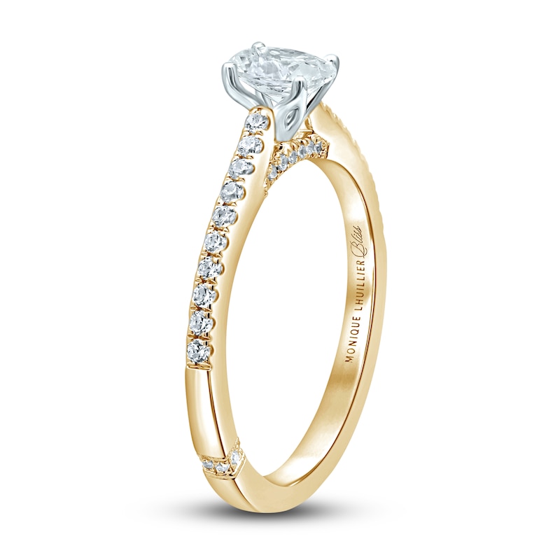 Monique Lhuillier Bliss Diamond Engagement Ring 5/8 ct tw Oval & Round-cut Two-Tone Gold Plated