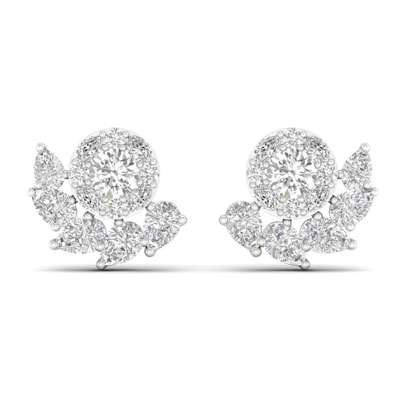 Multi-Diamond Earrings 2 ct tw Pear, Marquise & Round-cut White Gold Plated