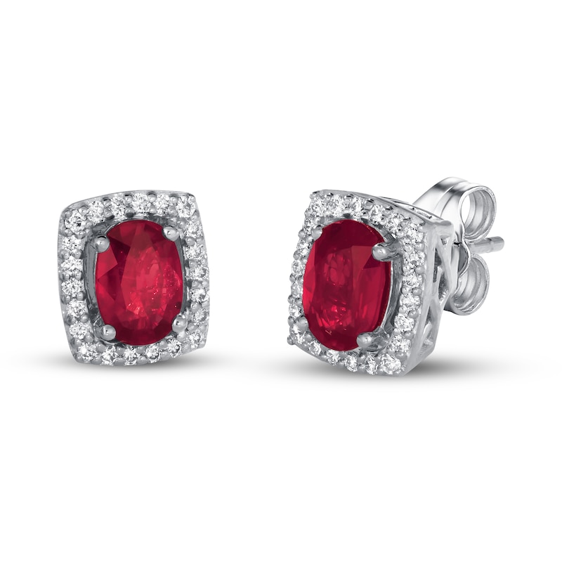 Le Vian Ruby Earrings 1/6 ct tw Diamonds Vanilla Gold Plated
