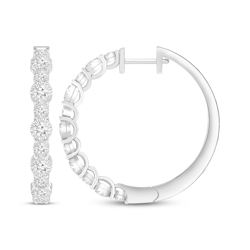 Diamond Hoop Earrings 1/4 ct tw White Gold Plated