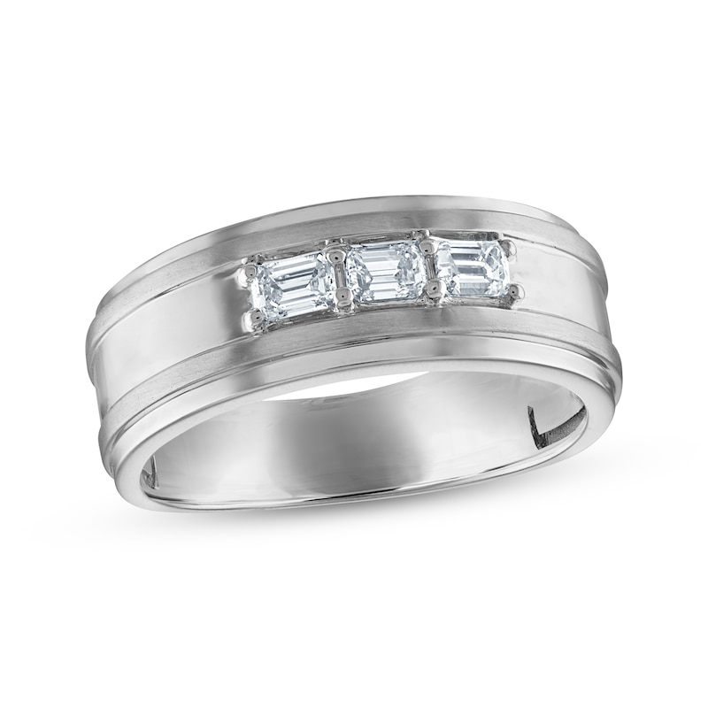 Men’s Emerald-Cut Diamond Wedding Band 1/2 ct tw White Gold Plated