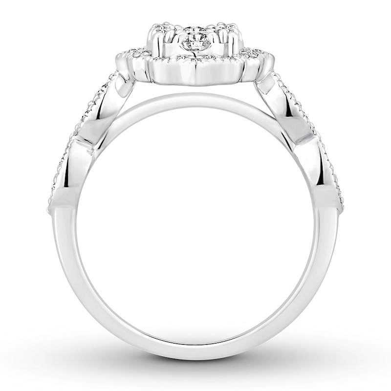 Diamond Engagement Ring 3/4 ct tw Round-cut White Gold Plated