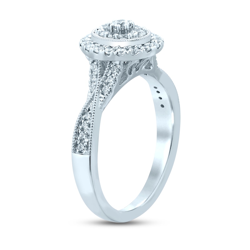 Multi-Diamond Engagement Ring 1/2 ct tw Round-cut White Gold Plated
