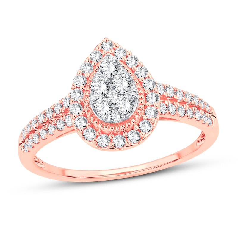 Multi-Stone Diamond Engagement Ring 1/2 ct tw Round-cut Rose Gold Plated