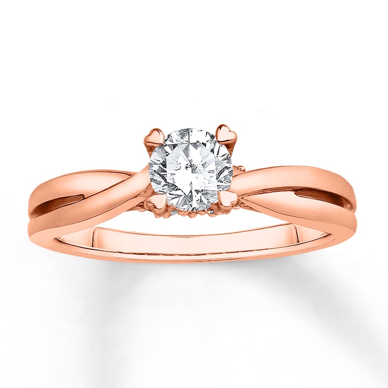 Diamond Engagement Ring 1/2 ct tw Round-cut Rose Gold Plated