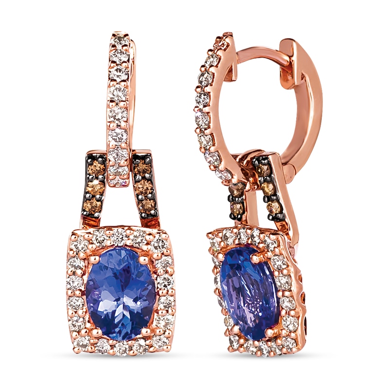 Le Vian Tanzanite Dangle Earrings 5/8 ct tw Diamonds Strawberry Gold Plated