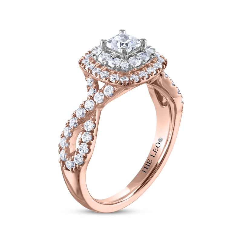 THE LEO Diamond Princess-Cut Twist Shank Engagement Ring 1-1/5 ct tw Two-Tone Gold Plated