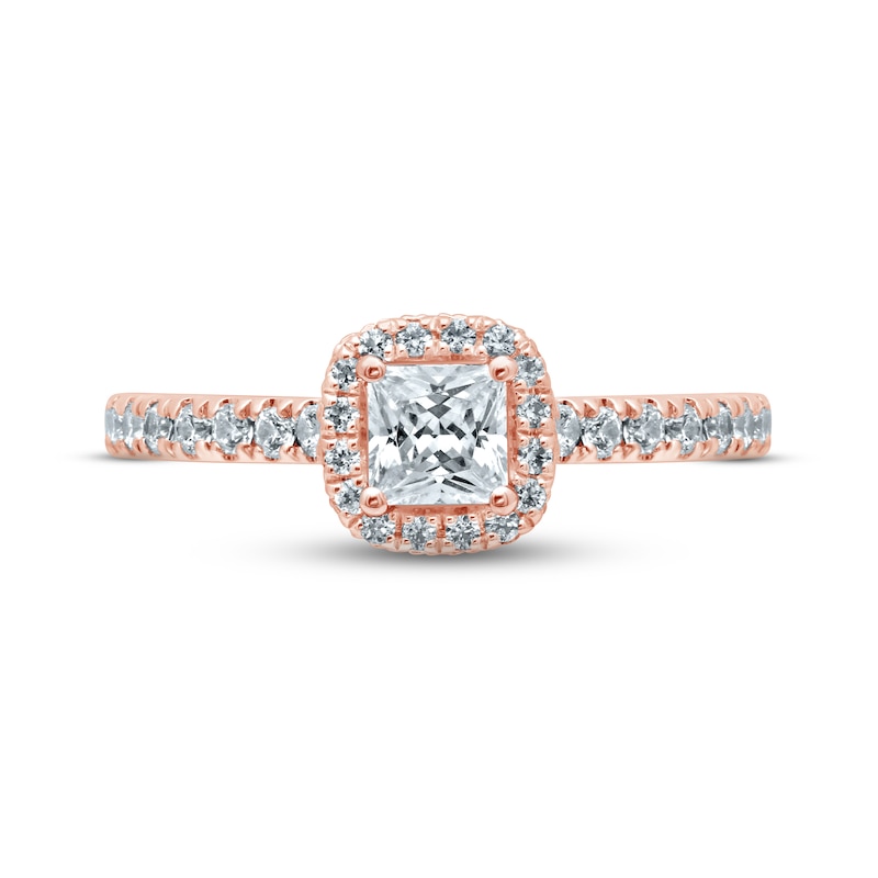 Monique Lhuillier Bliss Diamond Engagement Ring 7/8 ct tw Princess & Round-cut Rose Gold Plated