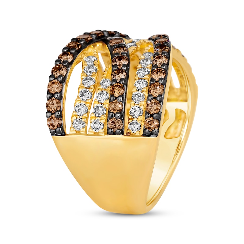Le Vian Chocolate Diamond Crossover Ring 1 5/8 ct tw Honey Gold Plated
