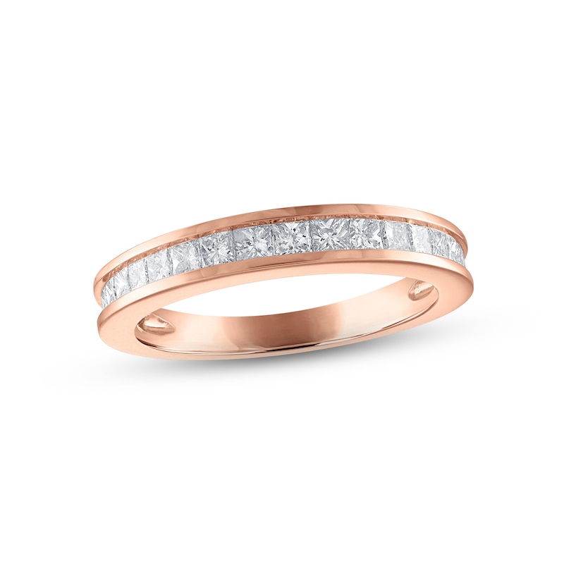 Diamond Wedding Band 3/4 ct tw Princess-cut Rose Gold Plated