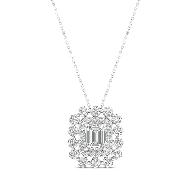 Lab-Created Diamonds by Emerald-Cut Necklace 1 ct tw White Gold Plated 18”