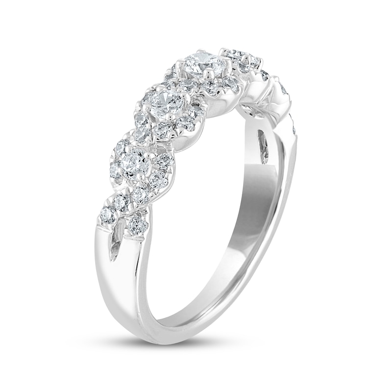 THE LEO Diamond Anniversary Ring 3/4 ct tw Round-cut White Gold Plated
