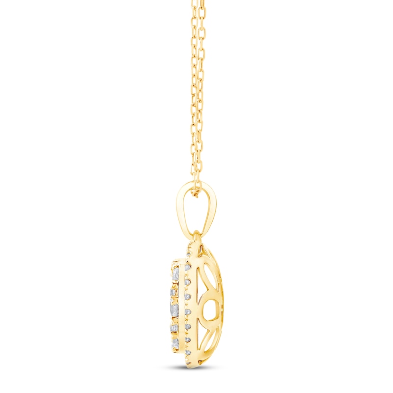 Diamond Cushion Necklace 1 ct tw Round-cut Yellow Gold Plated 18"