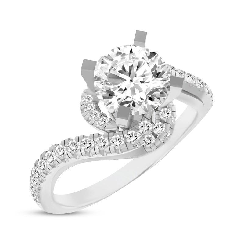 Round-Cut Diamond Bypass Engagement Ring 1-1/4 ct tw White Gold Plated
