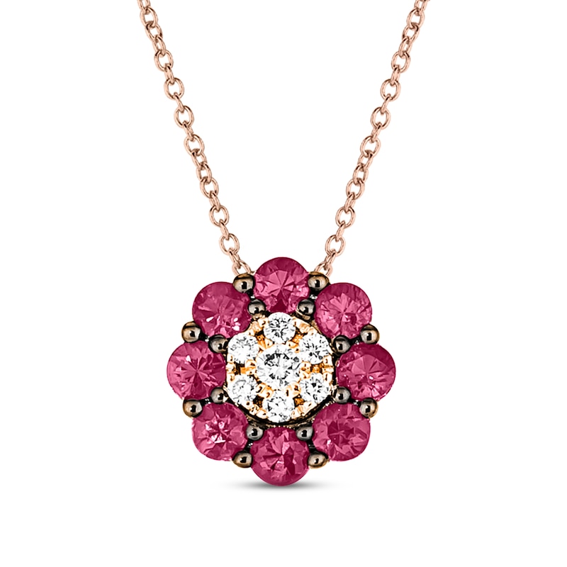 Le Vian Ruby Necklace 1/15 ct tw Diamonds Strawberry Gold Plated 18"