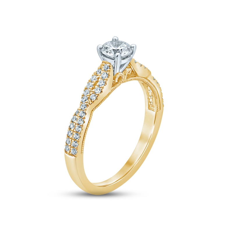 Diamond Engagement Ring 1/2 ct tw Round-cut Yellow Gold Plated