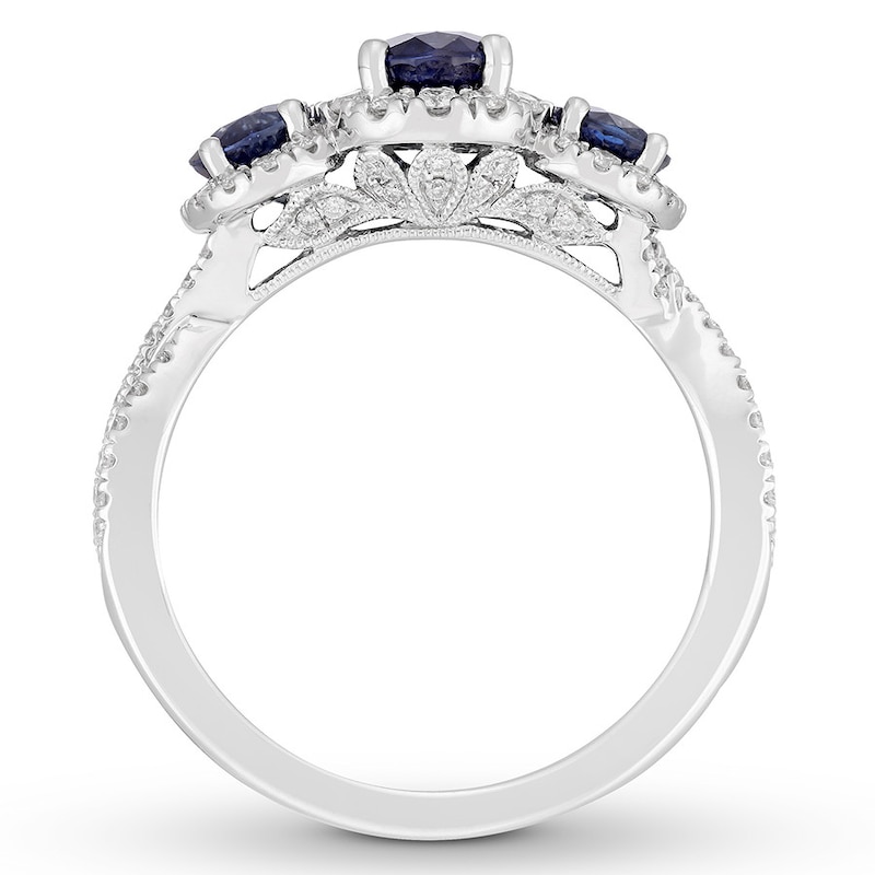 Neil Lane Sapphire Engagement Ring 1/2 ct tw Diamonds White Gold Plated
