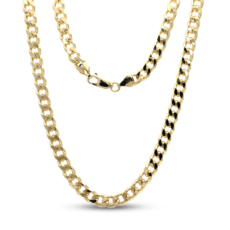 Solid Curb Chain Necklace Yellow Gold Plated 22"
