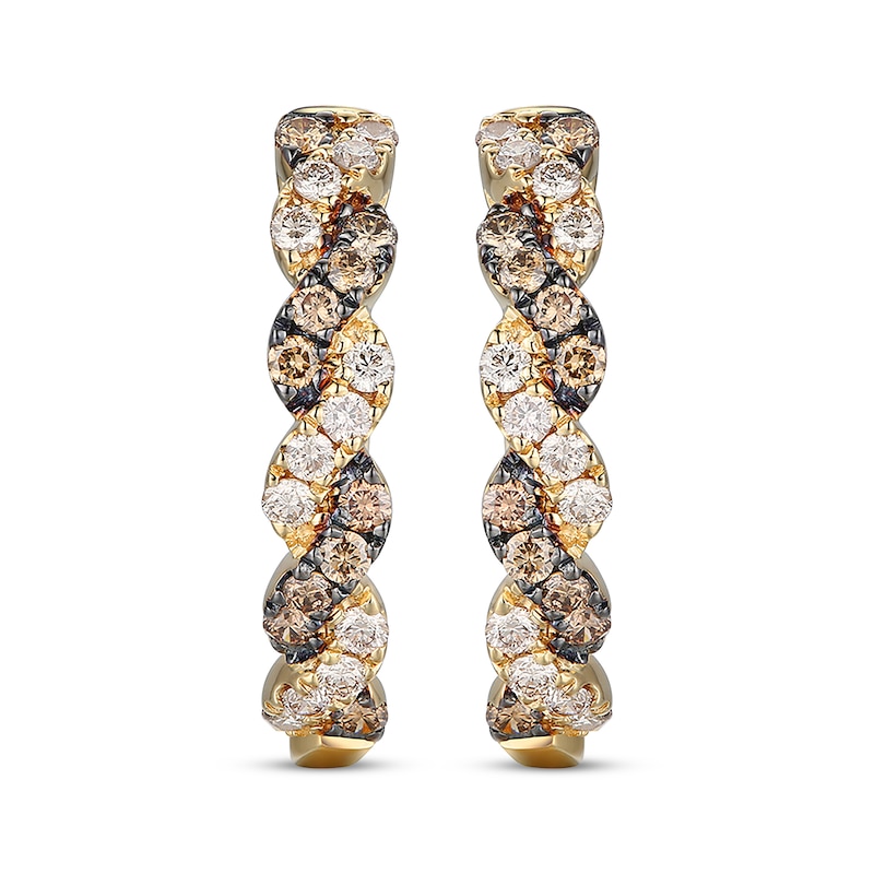 Le Vian Chocolate Twist Diamond Hoop Earrings 3/4 ct tw Honey Gold Plated