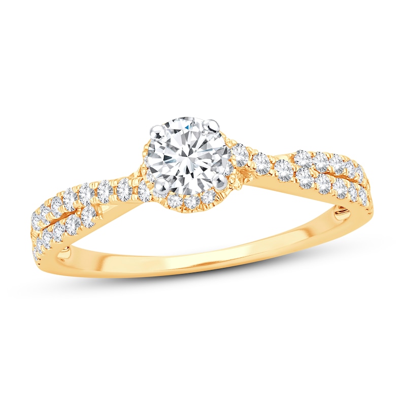 Diamond Engagement Ring 3/4 ct tw Round-cut Yellow Gold Plated
