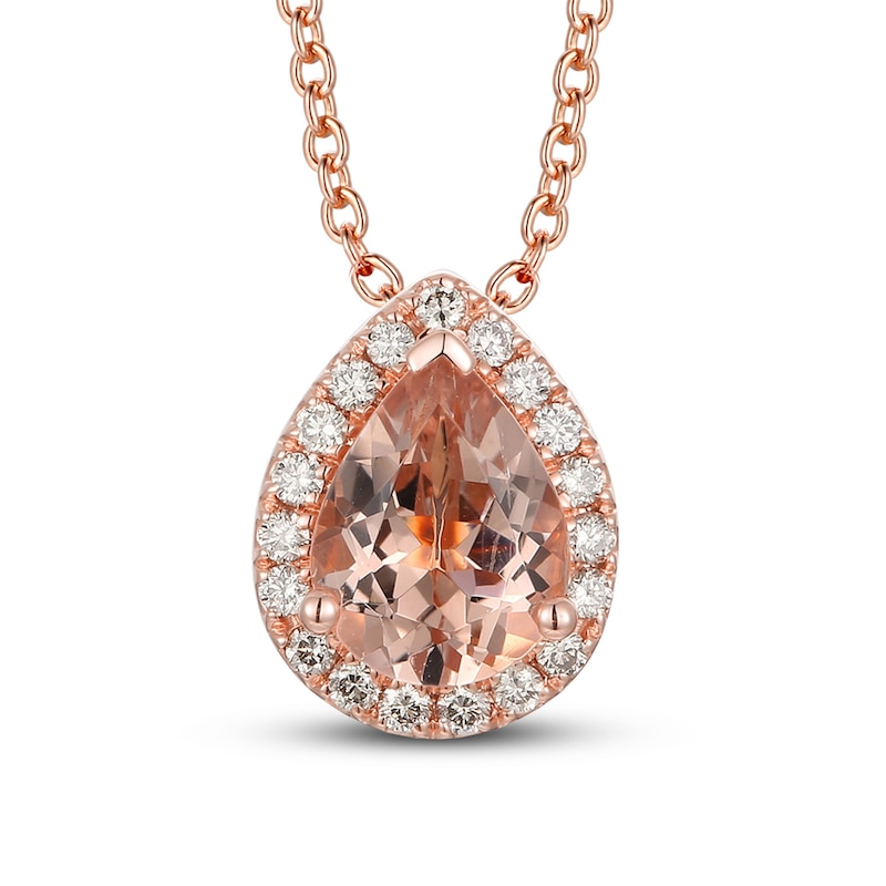 Le Vian Morganite & Diamond Necklace 1/8 ct tw Stawberry Gold Plated 18"