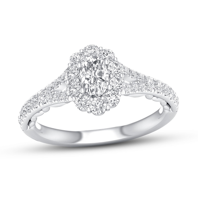 Certified Diamond Engagement Ring 7/8 ct tw White Gold Plated