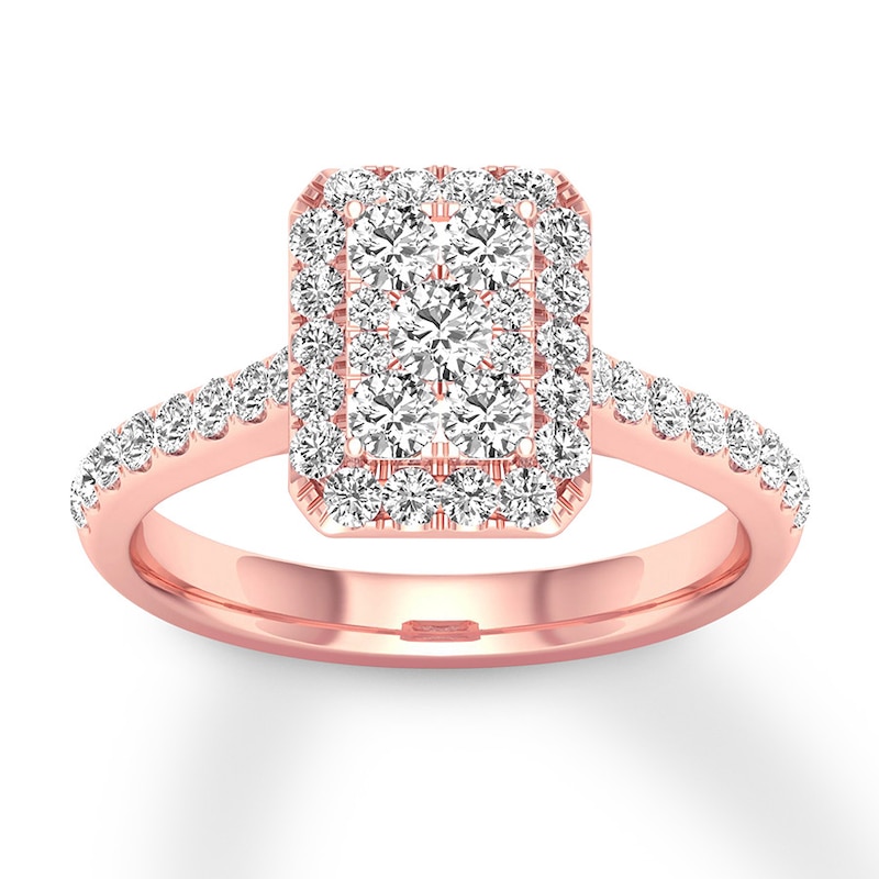 Diamond Engagement Ring 3/4 ct tw Round-cut Rose Gold Plated