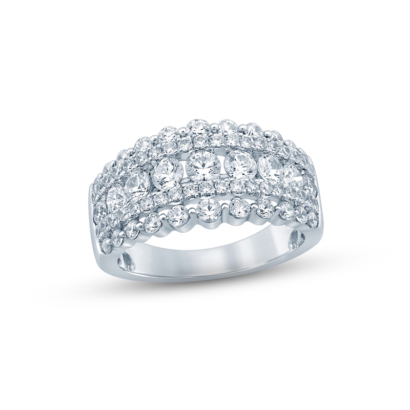 Diamond Anniversary Ring 2 ct tw Round-cut White Gold Plated