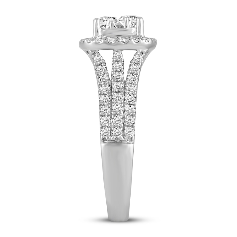Diamond Engagement Ring 1-1/3 ct tw Round-cut White Gold Plated