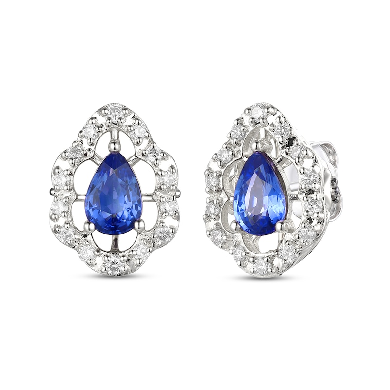Le Vian Sapphire Earrings 1/4 ct tw Diamonds Vanilla Gold Plated