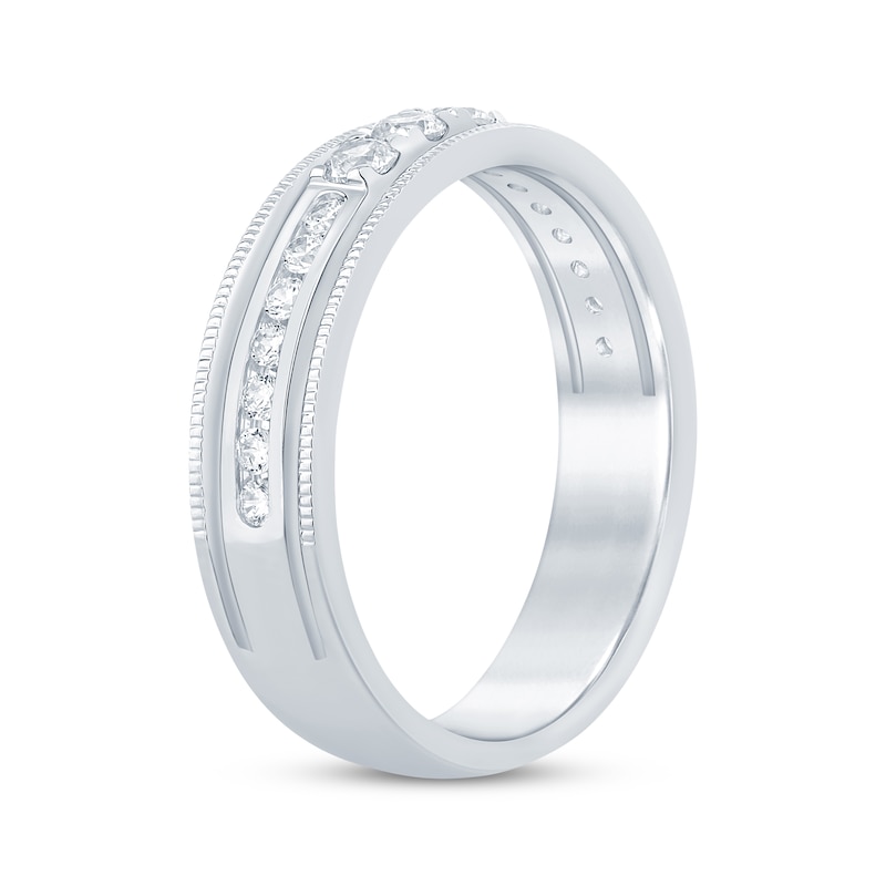 Vintage-Style Round-Cut Diamond Anniversary Band 1/3 ct tw White Gold Plated