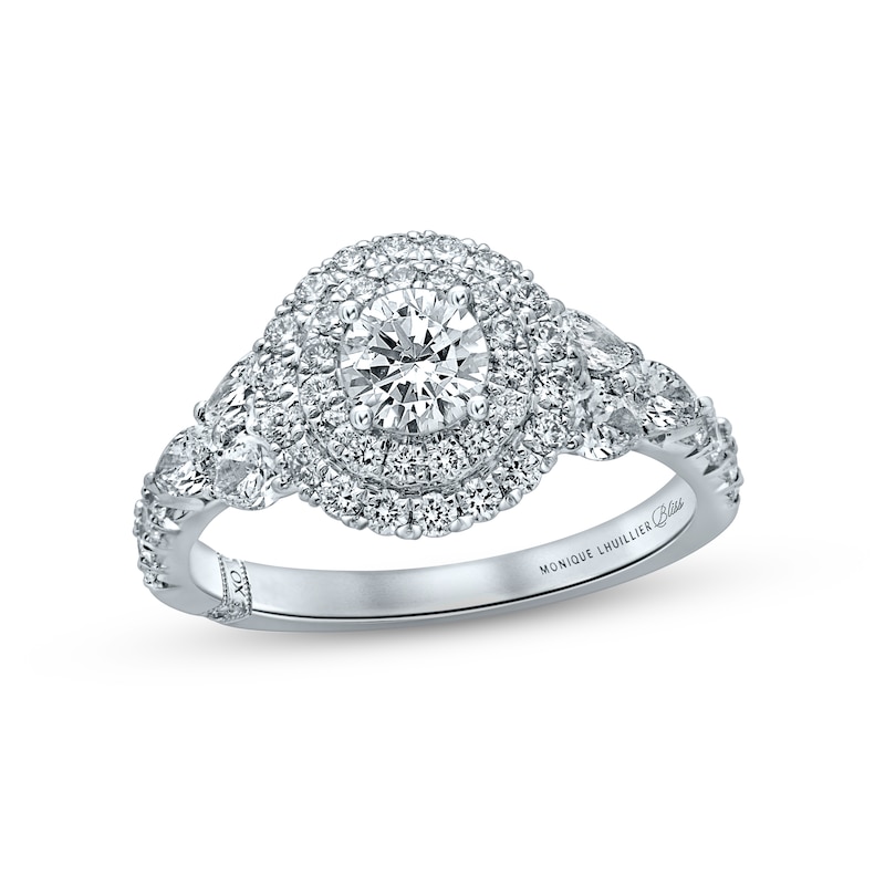 Monique Lhuillier Bliss Diamond Engagement Ring 1-5/8 ct tw Round, Pear & Marquise-cut White Gold Plated