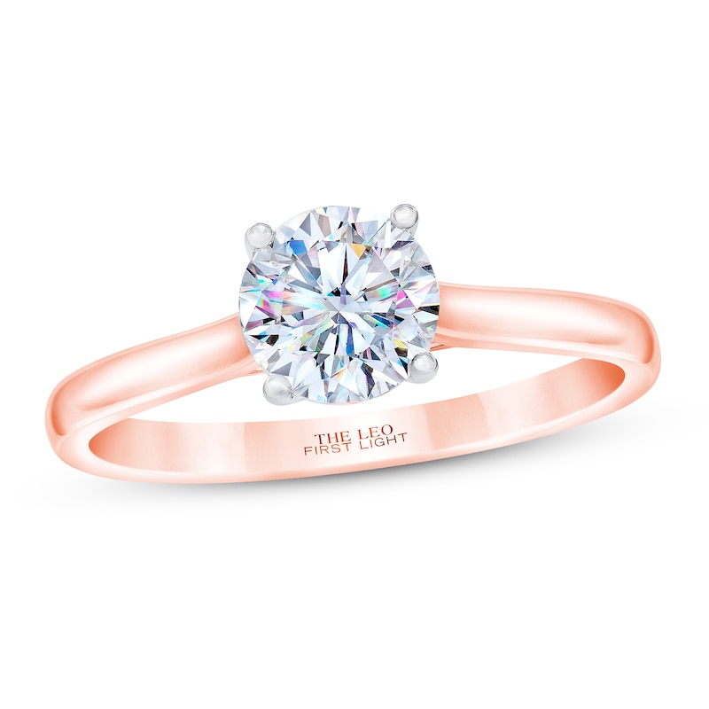 THE LEO First Light Diamond Solitaire Engagement Ring 1 ct tw Round-cut Rose Gold Plated