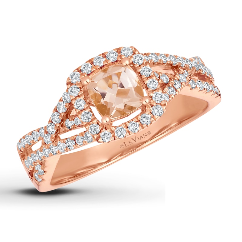 Le Vian Morganite Ring 3/8 ct tw Diamonds Strawberry Gold Plated