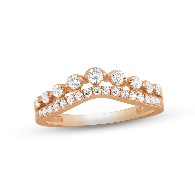 Diamond Contour Anniversary Ring 1/2 ct tw Round-cut Rose Gold Plated