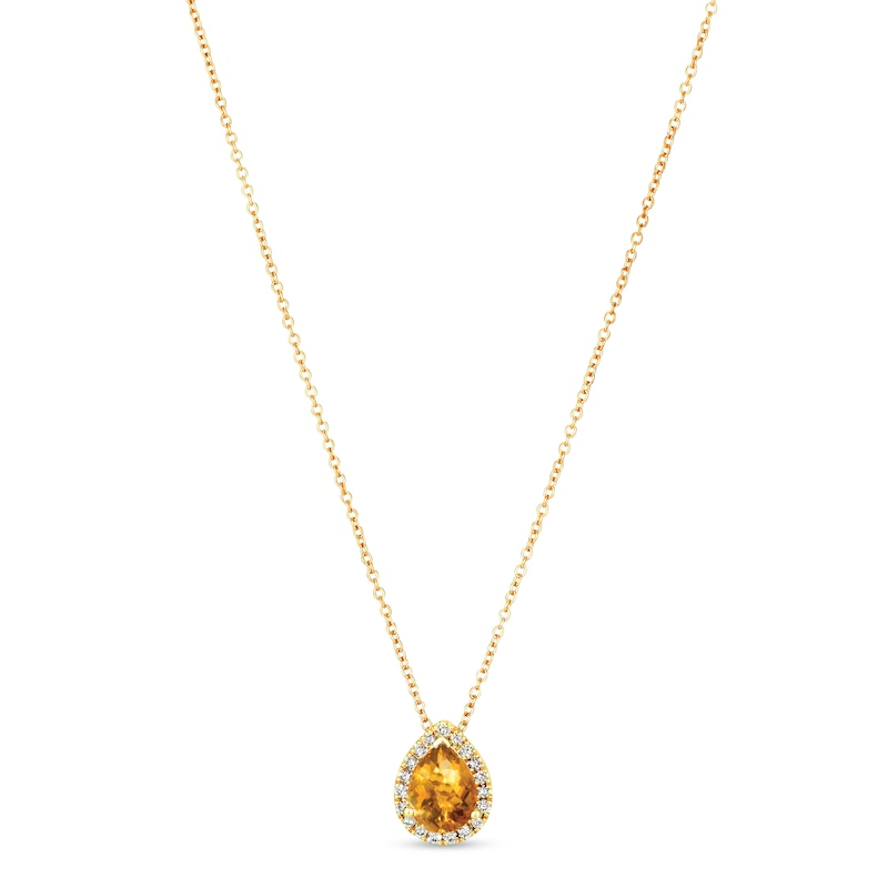 Le Vian Citrine & Diamond Necklace 1/8 ct tw Honey Gold Plated 18"