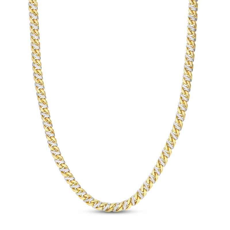 Solid Mariner Link Chain Necklace Two-Tone Gold Plated 22"