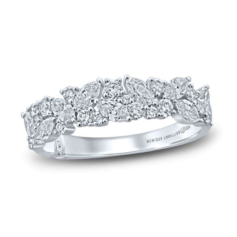 Monique Lhuillier Bliss Diamond Anniversary Band 1 ct tw Round & Marquise-cut White Gold Plated