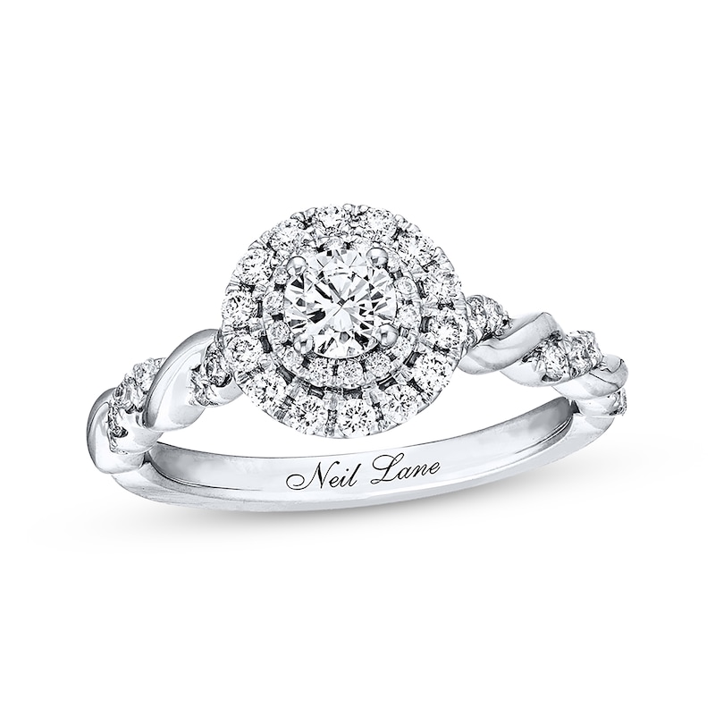 Neil Lane Engagement Ring 3/4 ct tw Round-cut Diamonds White Gold Plated - Size 5