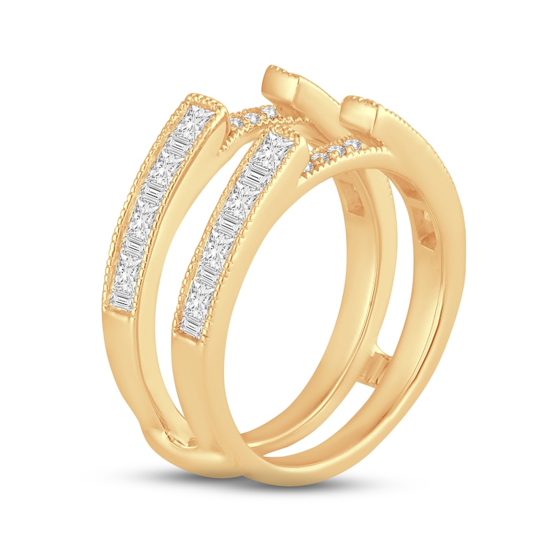 Diamond Enhancer Ring 1 ct tw Princess, Round & Baguette-cut Yellow Gold Plated