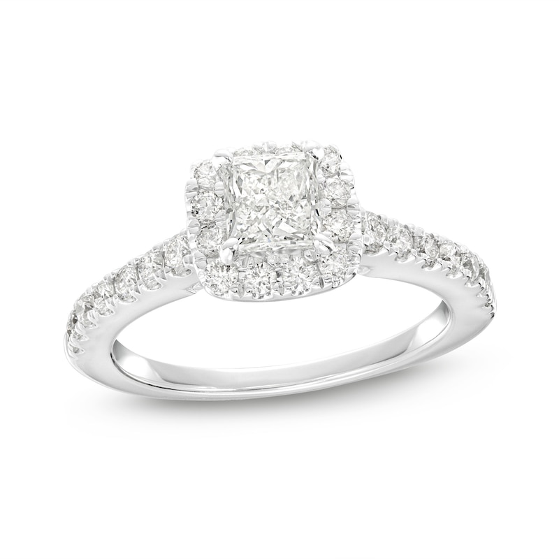 Diamond Engagement Ring 1-1/6 ct tw Princess & Round-cut White Gold Plated