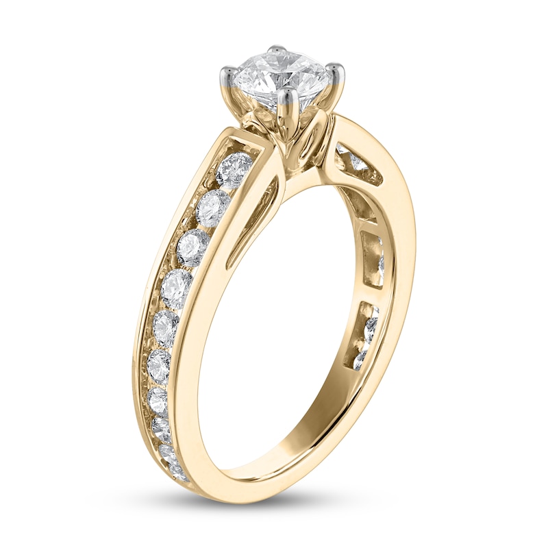 Diamond Engagement Ring 1-1/4 ct tw Round-cut Yellow Gold Plated