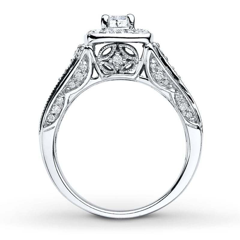 Diamond Engagement Ring 1 ct tw Princess-cut White Gold Plated