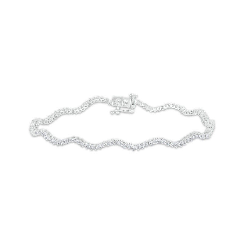 Diamond Squiggle Bracelet 1 ct tw White Gold Plated 7.25”