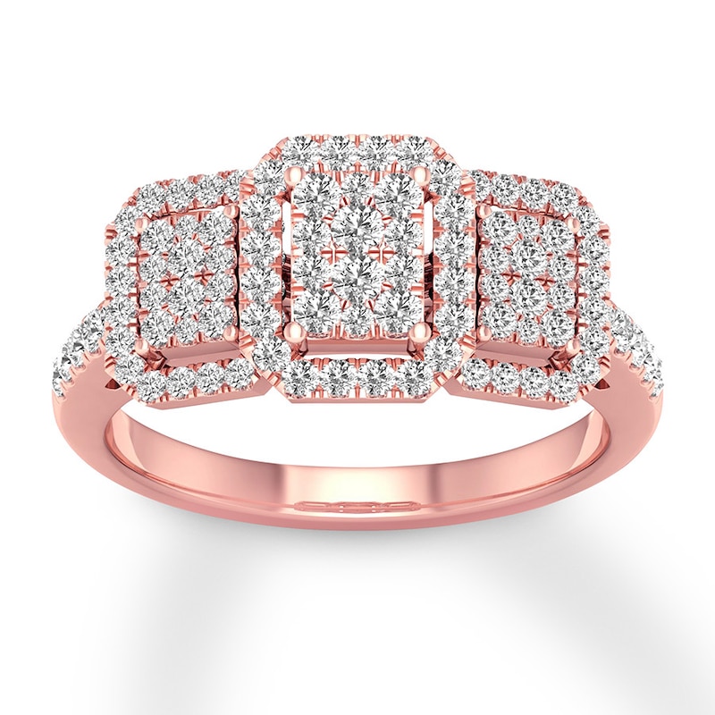 Diamond Engagement Ring 1/2 ct tw Round-cut Rose Gold Plated